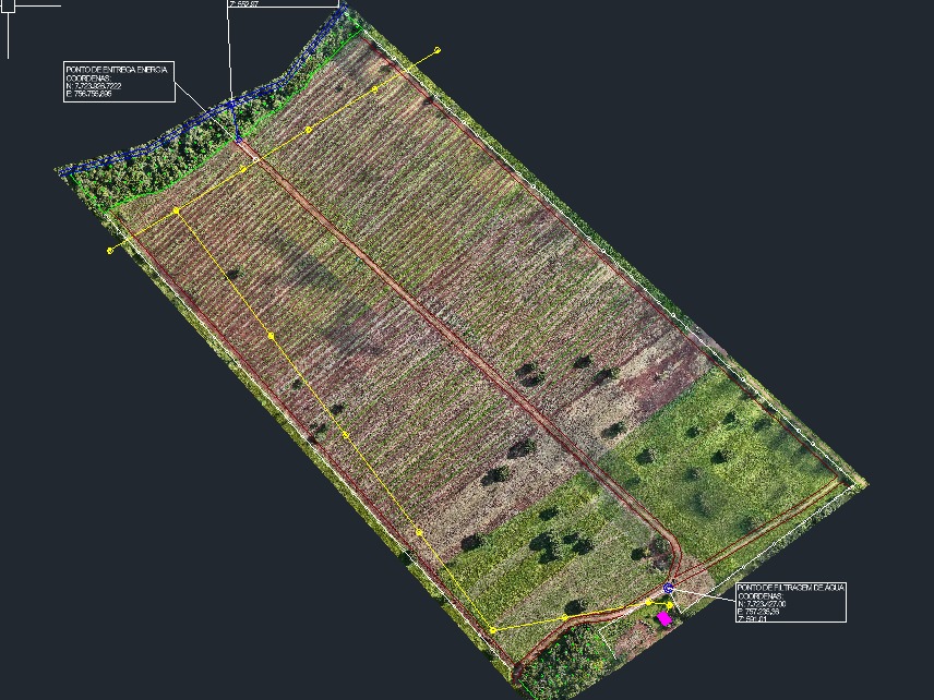 Mapa georreferenciado de propriedade rural usado na elaboração do Cadastro Ambiental Rural CAR pela AJ TopoGeo